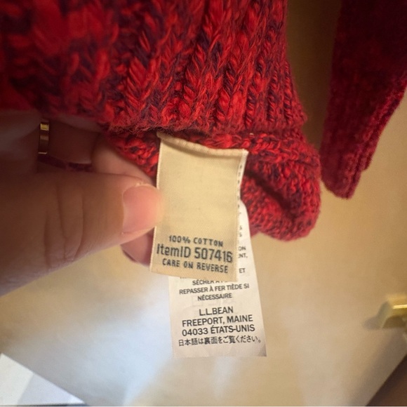 L.L.BEAN Cotton Roll Neck Sweater Red Maryl Sz M - Picture 6 of 8